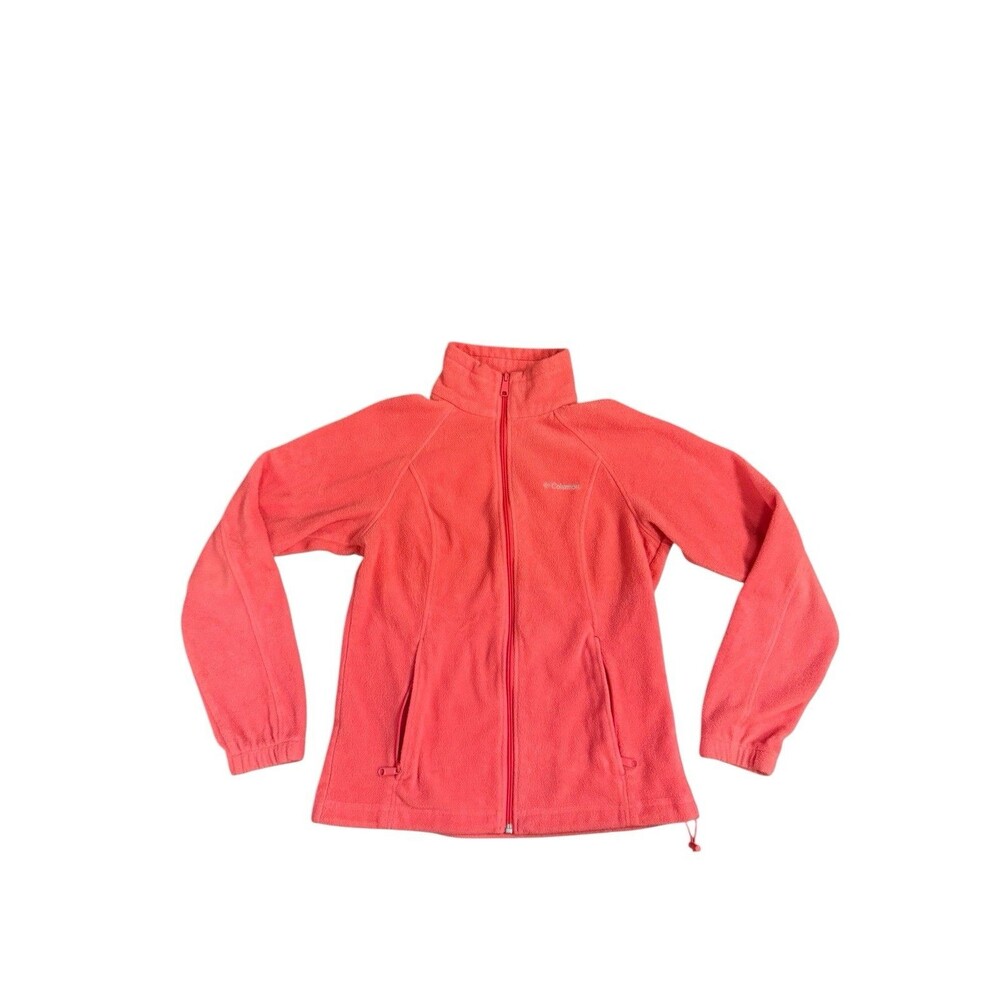 Columbia Sportswear Full Zip Up Mock Neck Coral Pink Fleece Jacket Womens Med